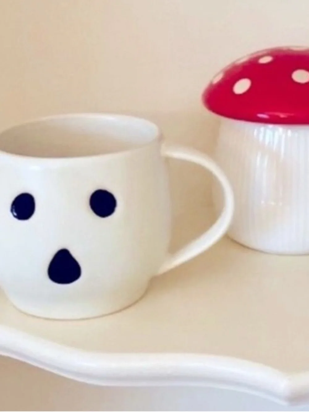 Pottery Barn Ghost Boo Mug Cup Modern Matte Stoneware Minimalist Gus Coffee Set
